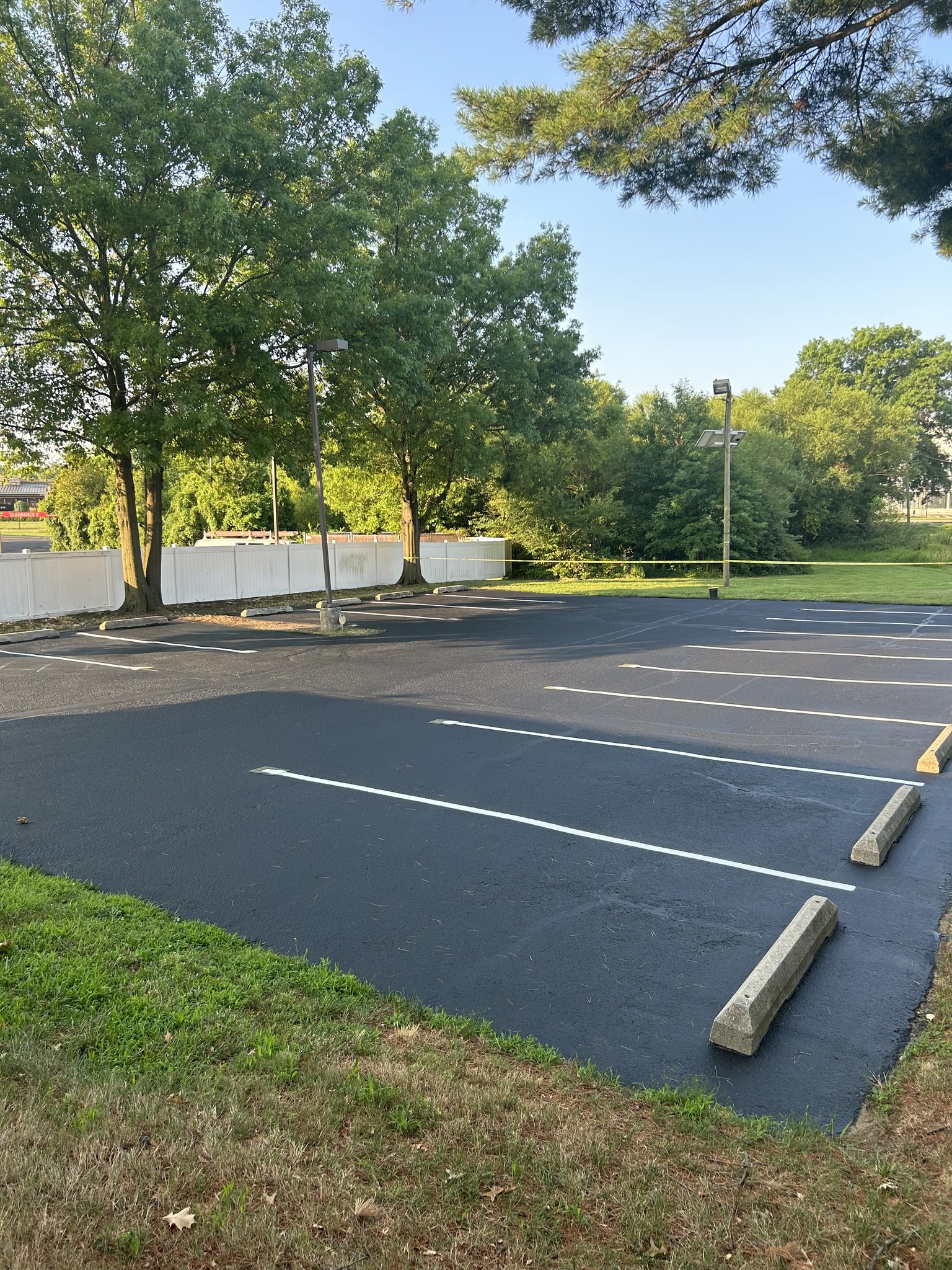 Freshly sealcoated and striped parking lot