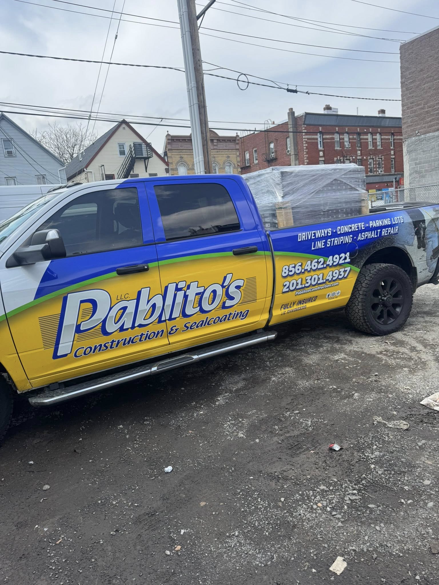Pablito's Construction and Sealcoating work truck